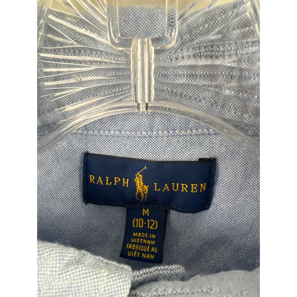 Ralph Lauren Oxford Shirt Boys Medium 10-12 Light Blue Button Down Long Sleeve - Picture 2 of 8
